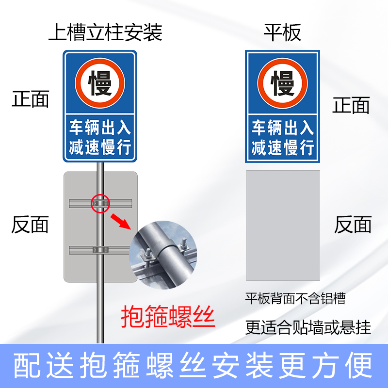 标志牌立柱广角镜爆闪灯固定立杆圆管预埋带底座镀锌钢管杆子定制-图2