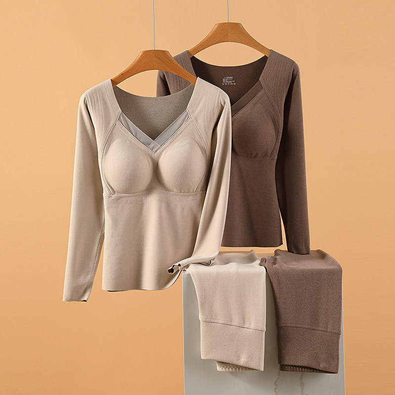 保暖内衣加绒加厚石墨烯发热带胸垫一体打底秋衣秋裤套装女士冬季,淘宝优惠券,粉丝福利购,淘宝优惠卷