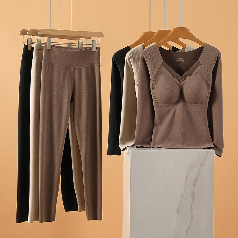 保暖内衣加绒加厚石墨烯发热带胸垫一体打底秋衣秋裤套装女士冬季,淘宝优惠券,粉丝福利购,淘宝优惠卷