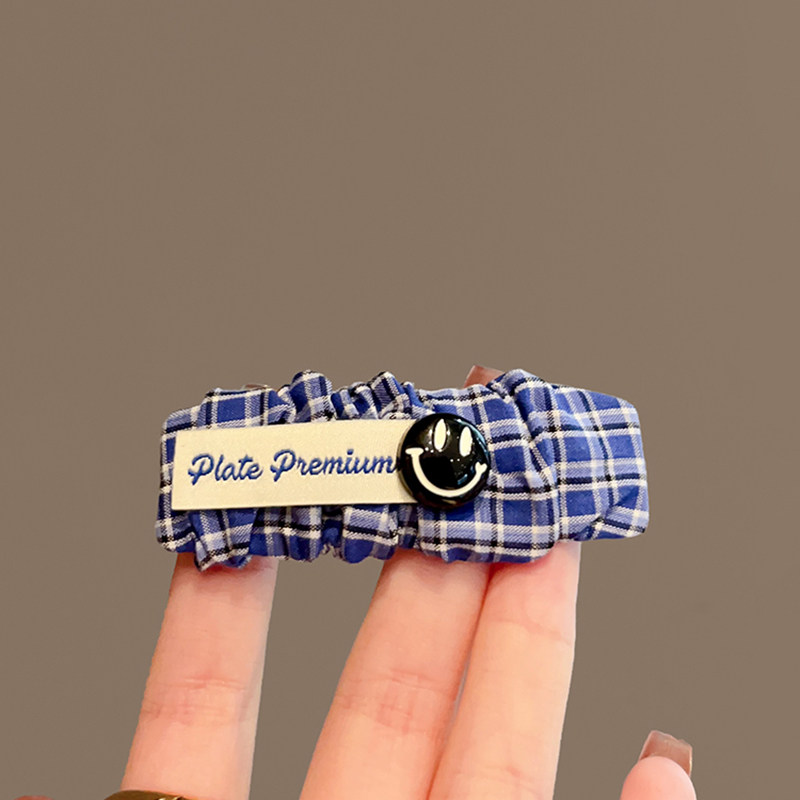 韩国ins风复古格纹牛仔贴布发夹甜美褶皱字母爱心小众刘海碎发卡,淘宝优惠券,粉丝福利购,淘宝优惠卷