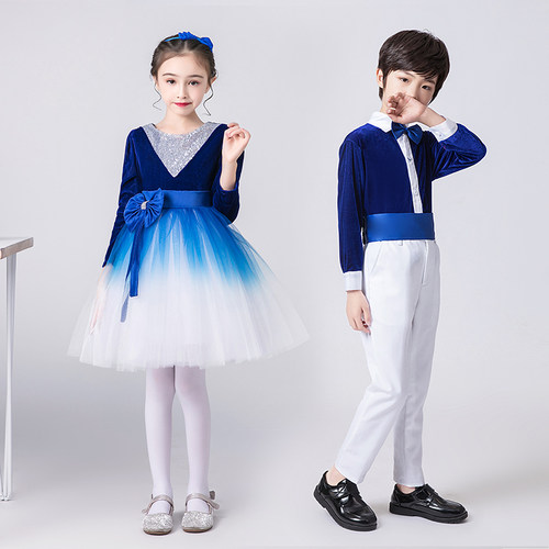 儿童合唱演出服装中小学生诗歌朗诵男女大合唱团舞蹈表演服礼服 - 图1