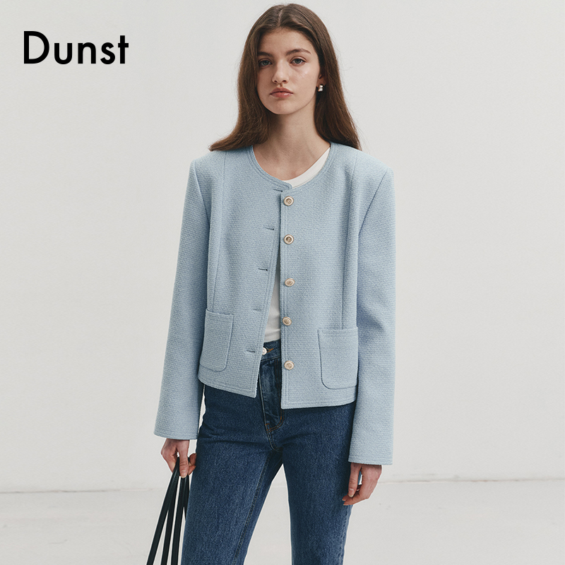 Dunst2024春季新品轻古典粗花呢夹克女士修身小香风外套UDJA4A204