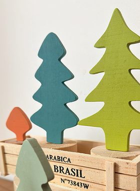 实木桌面摆件北欧彩色家居饰品