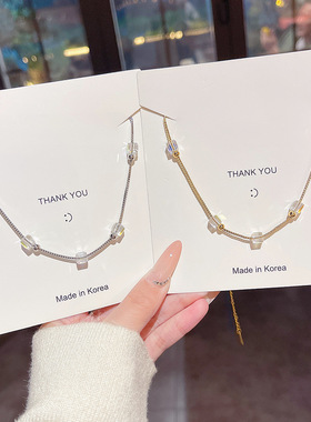 魔方水晶项链女设计感锁骨链新款ins轻奢高级感设计时尚颈链配饰