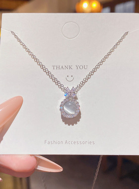 猫眼石精致蝴蝶结项链不掉色钛钢锁骨链2025年新款爆款高级感颈链