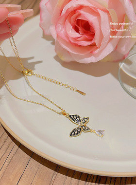 钛钢项链女不掉色百搭高级感锆石吊坠颈链轻奢小众设计时尚锁骨链