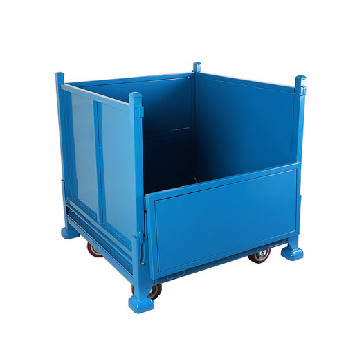 工厂可折叠金属周转箱 铁皮周转筐工业仓储可移动金属物料框定制 - 图3