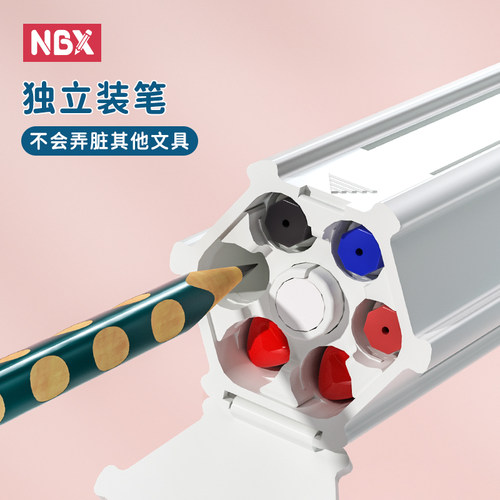 NBX六支笔文具盒 六边形便携笔盒 小学生铅笔盒创意简约笔袋初高中一日之需多功能高科技学霸ins网红流行 - 图0