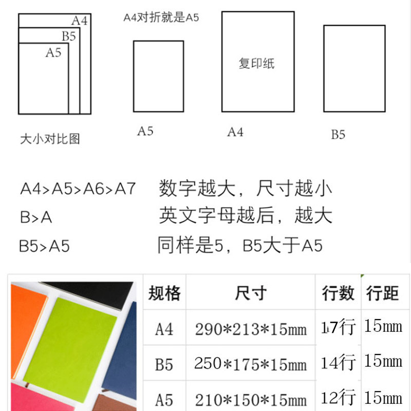 宽线宽格笔记本15mm行距记事本A4a5B5超宽距本宽行距纸软面抄宽条 - 图2