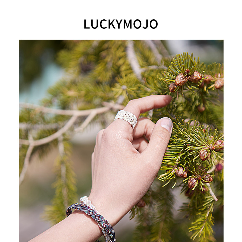 土耳其s999纯银编织女潮流男食指戒 luckymojo戒指/指环