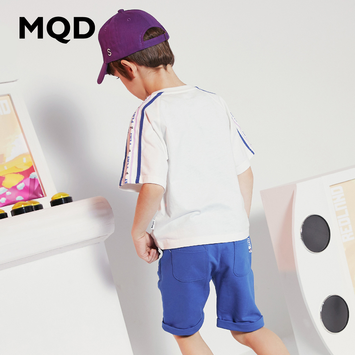 MQD童装男童套装中大童T恤两件套2019夏季新款潮衣儿童运动套装男