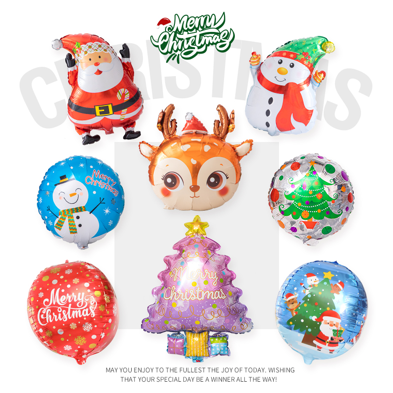 圣诞节快乐派对气球飘空铝膜餐厅橱窗商场氛围节日布置场景装饰 - 图1