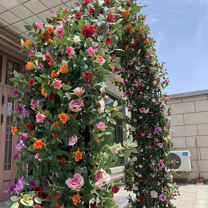 仿真玫瑰花网红花墙瀑布墙壁假花空调管道装饰花藤条遮挡门头藤蔓,淘宝优惠券,粉丝福利购,淘宝优惠卷
