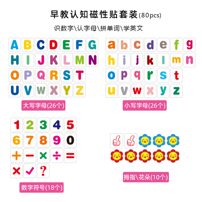 lehoo磁性数字字母贴幼儿早教磁性教具儿童教学磁力贴笑脸贴 - 图0