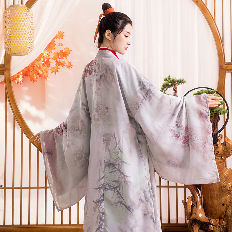 银狐女魏晋风古装交领齐腰广袖汉服 知月馨汉服