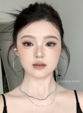 CuteDouu高级钛钢双层蛇骨项链