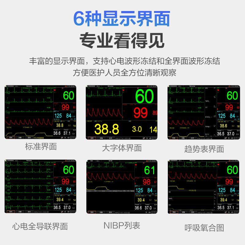 乐普up7000多参数监护仪厂家全自动便携心电图检测仪心脏监测器-图2