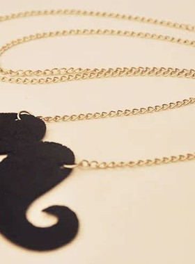 复古做旧胡子造型吊坠 玩味街拍链条长款项链 毛衣链 女