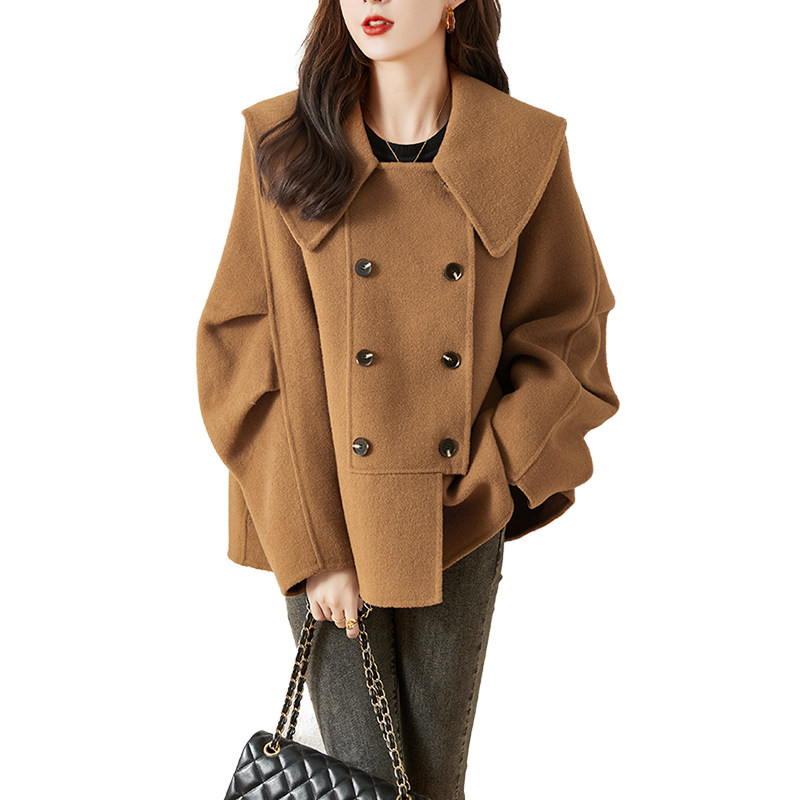 双面短款2021秋冬大翻领羊毛大衣 玖诗娅毛呢外套