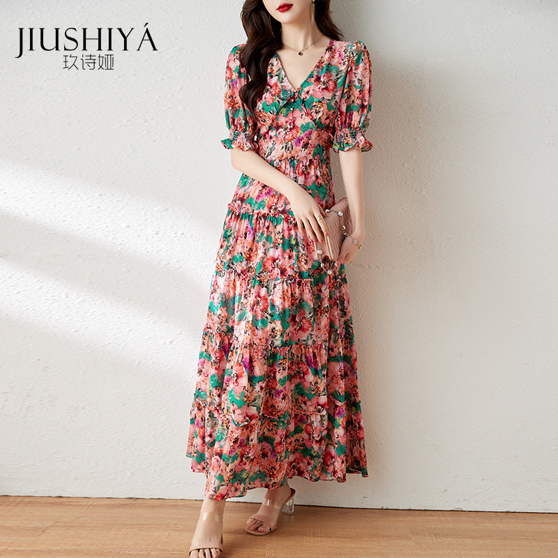 玖诗娅新款杭州桑蚕丝时尚女连衣裙 玖诗娅连衣裙