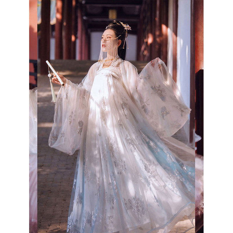 烟雨台澜/樱中国风齐胸古装汉服 月梳茼民族服装/舞台装