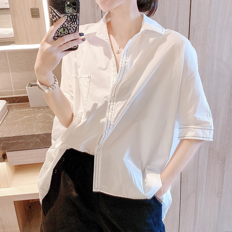 小众白色港风薄款设计感2020年衬衫 紫陌悠衬衫