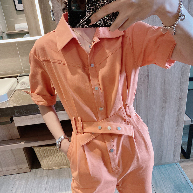 工装连体裤女高腰修身裤显瘦连体衣 紫陌悠休闲裤