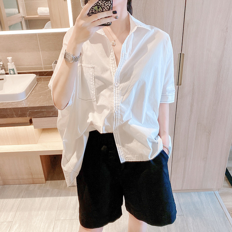 小众白色港风薄款设计感2020年衬衫 紫陌悠衬衫