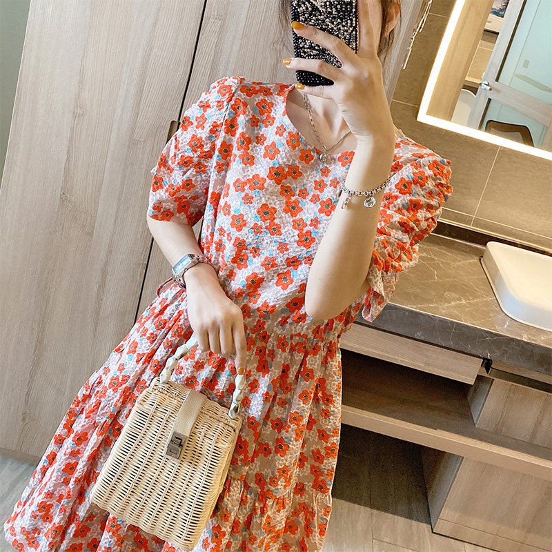 法式桔梗复古收腰显瘦气质连衣裙 紫陌悠连衣裙