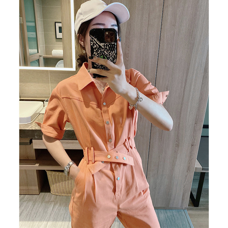 工装连体裤女高腰修身裤显瘦连体衣 紫陌悠休闲裤