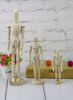 创意木头人关节木偶手掌素描 活动漫画模型特色家居软装桌面摆件