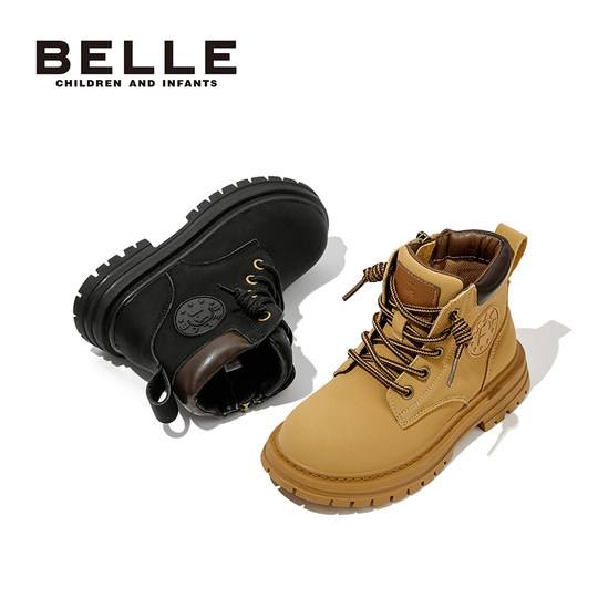 Belle children's shoes girls' Martin boots 2022 autumn new children's rhubarb boots medium and large children's work boots boys' short boots