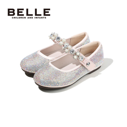 百丽童鞋秋季女童水晶鞋闪亮水钻公主鞋小女孩时尚百搭软底演出鞋 - 图3