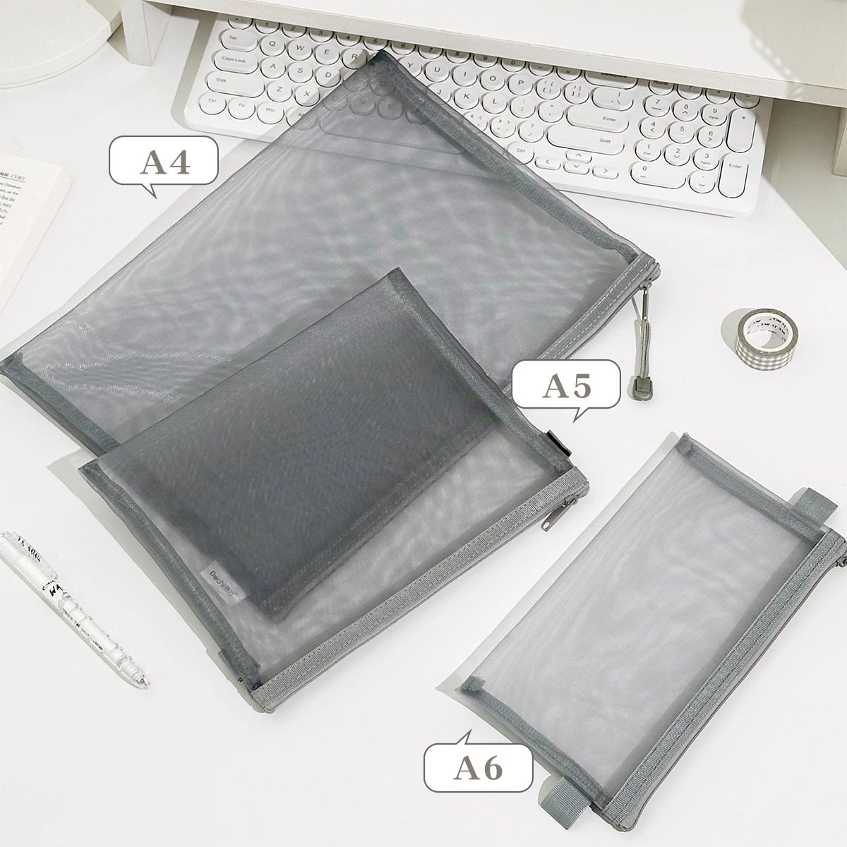 网纱透明文件袋A4网袋大容量学生科目分类办公A5/A4拉链袋学生办公收纳袋简约文件夹透明袋学习资料袋试卷袋,淘宝优惠券,粉丝福利购,淘宝优惠卷