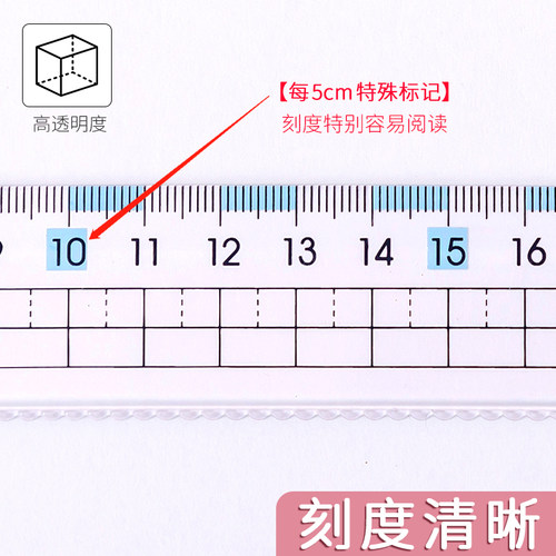 尺子小学生专用预防近视直尺20cm带波浪线尺子透明尺儿童刻度尺格尺多功能画线尺一年级刻度尺高颜值波浪尺子 - 图3