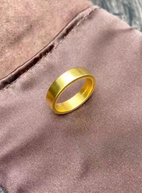 微奢妙珠情侣款足金黄金戒指对戒