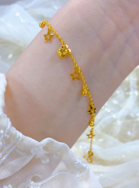 微奢妙珠女款足金黄金爱心项链