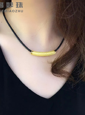 24k纯黄金心经手串999弯管手镯子