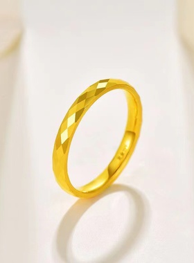 微奢妙珠女足金黄金菱格戒指