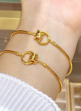 微奢妙珠女款足金黄金小蛮腰手镯