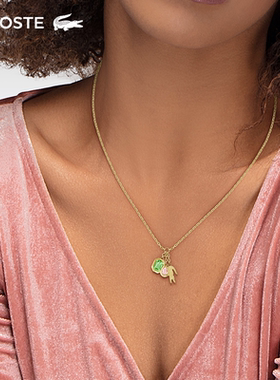 LACOSTE/鳄鱼DEVA系列粉嫩春天人造水晶小鳄鱼手链项链