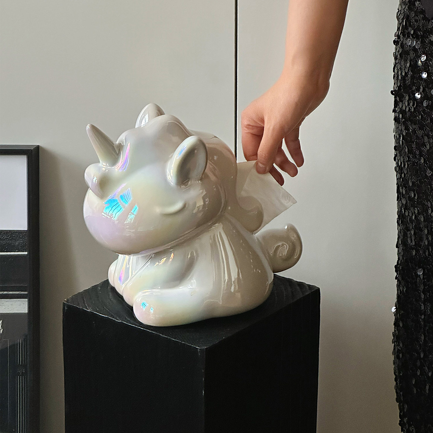 创意轻奢独角兽陶瓷纸巾盒卡通可爱抽纸盒客厅桌面卧室装饰品摆件,淘宝优惠券,粉丝福利购,淘宝优惠卷