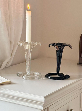 法式玻璃烛台浪漫氛围感装饰摆件