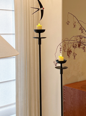 侘寂风铁艺蜡烛台禅意民宿摆件