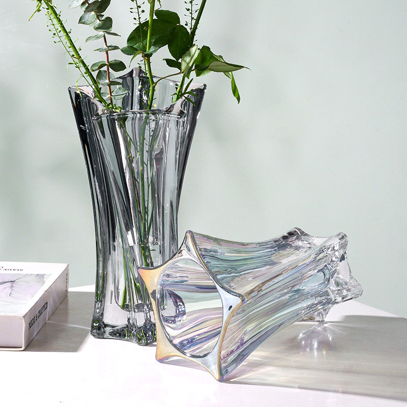 轻奢高级小众玻璃花瓶加厚网红捷克风格透明插花水养鲜花客厅摆件,淘宝优惠券,粉丝福利购,淘宝优惠卷