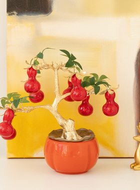 轻奢高端年宵花假花仿真花新年餐桌柿子装饰品客厅发财树摆件花艺