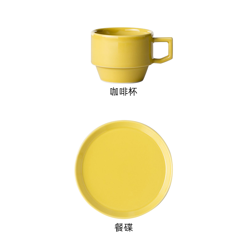 DEARYOU日本进口咖啡杯碟拉花杯彩色陶瓷马克杯日式可堆叠杯子 - 图0
