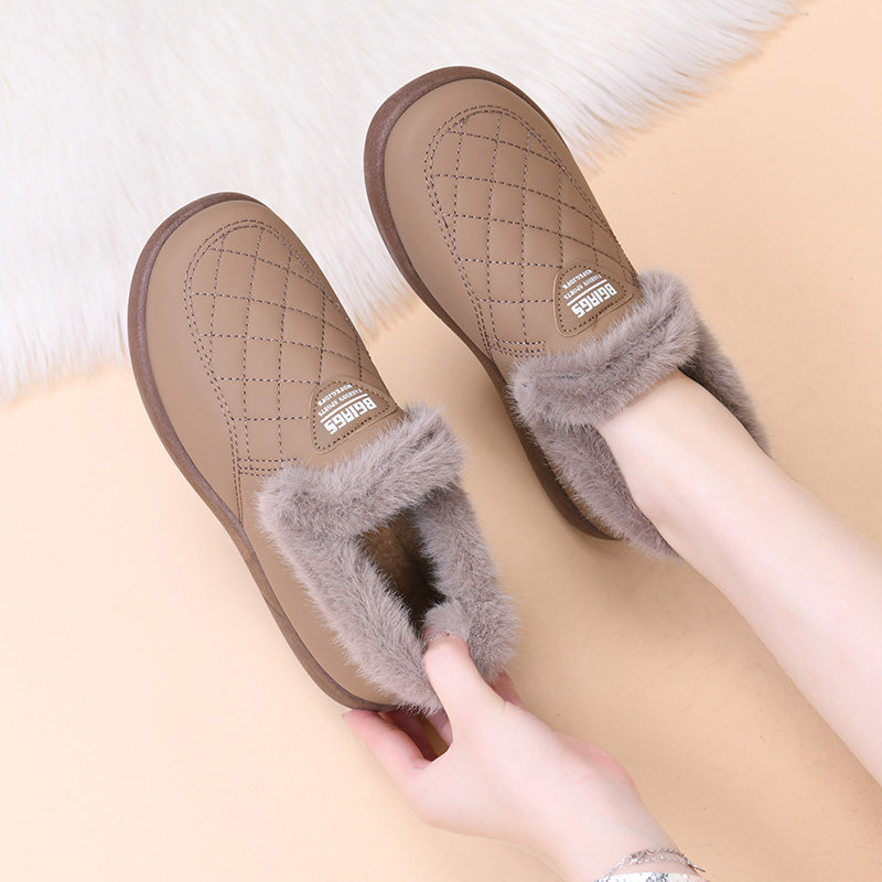 老北京布鞋女鞋冬季皮面防水防寒鞋加绒保暖妈妈鞋中老年防滑软底,淘宝优惠券,粉丝福利购,淘宝优惠卷