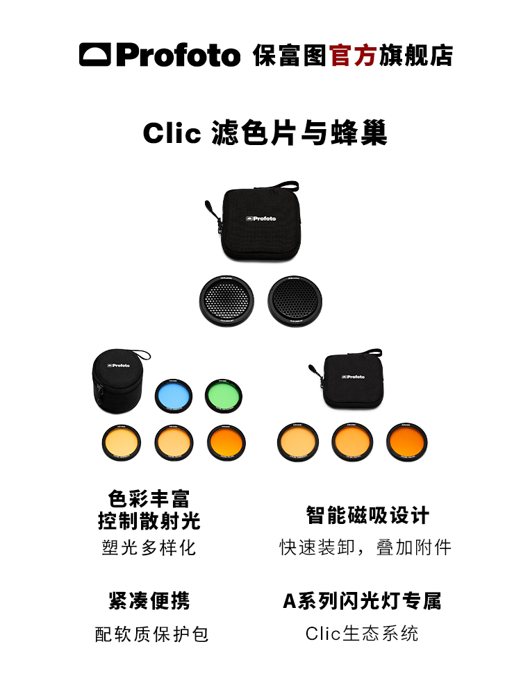 Profoto保富图 Clic滤色片蜂巢适用A系列闪光灯（A1,A1X,A10,A2）-图0