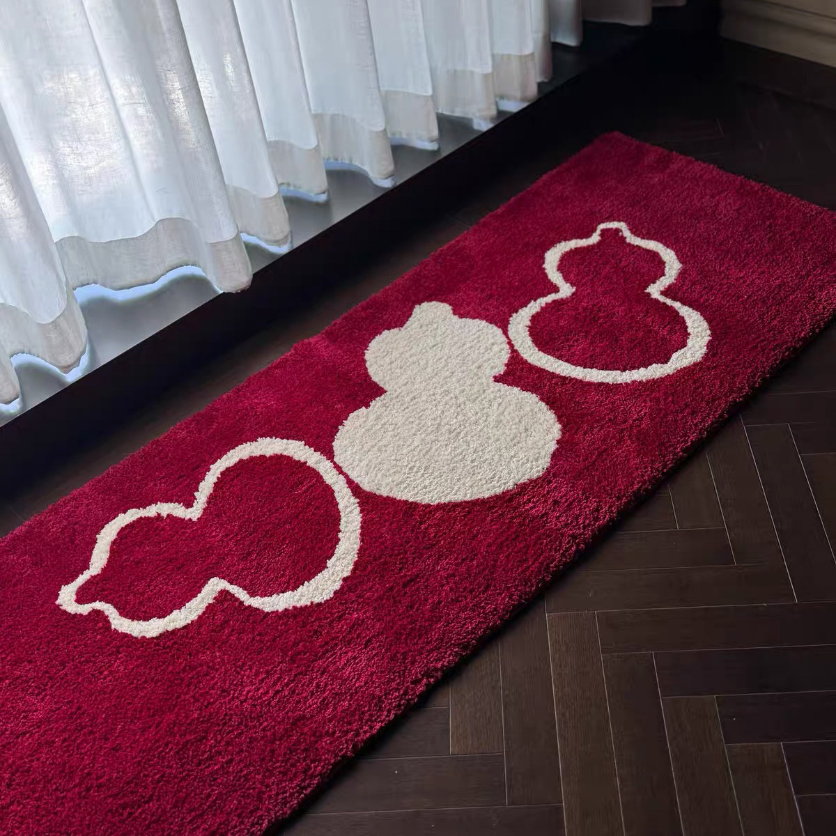 红色床边地毯高级感长条卧室结婚2026新款毛绒加厚防滑可水洗地垫,淘宝优惠券,粉丝福利购,淘宝优惠卷